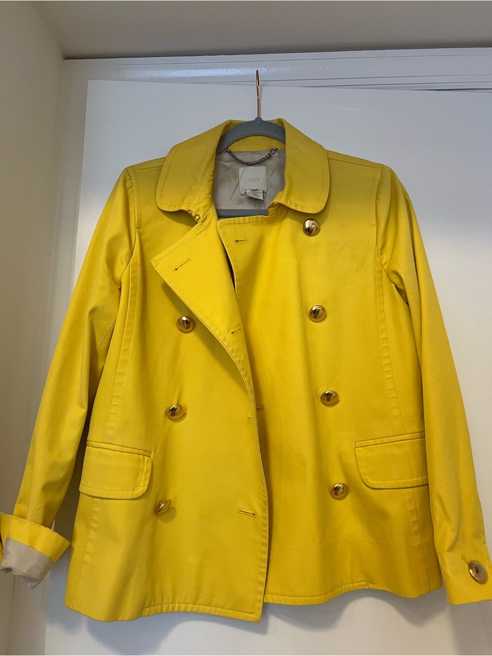 J. Crew Women's Yellow Double-Breasted Peacoat - Size 6
